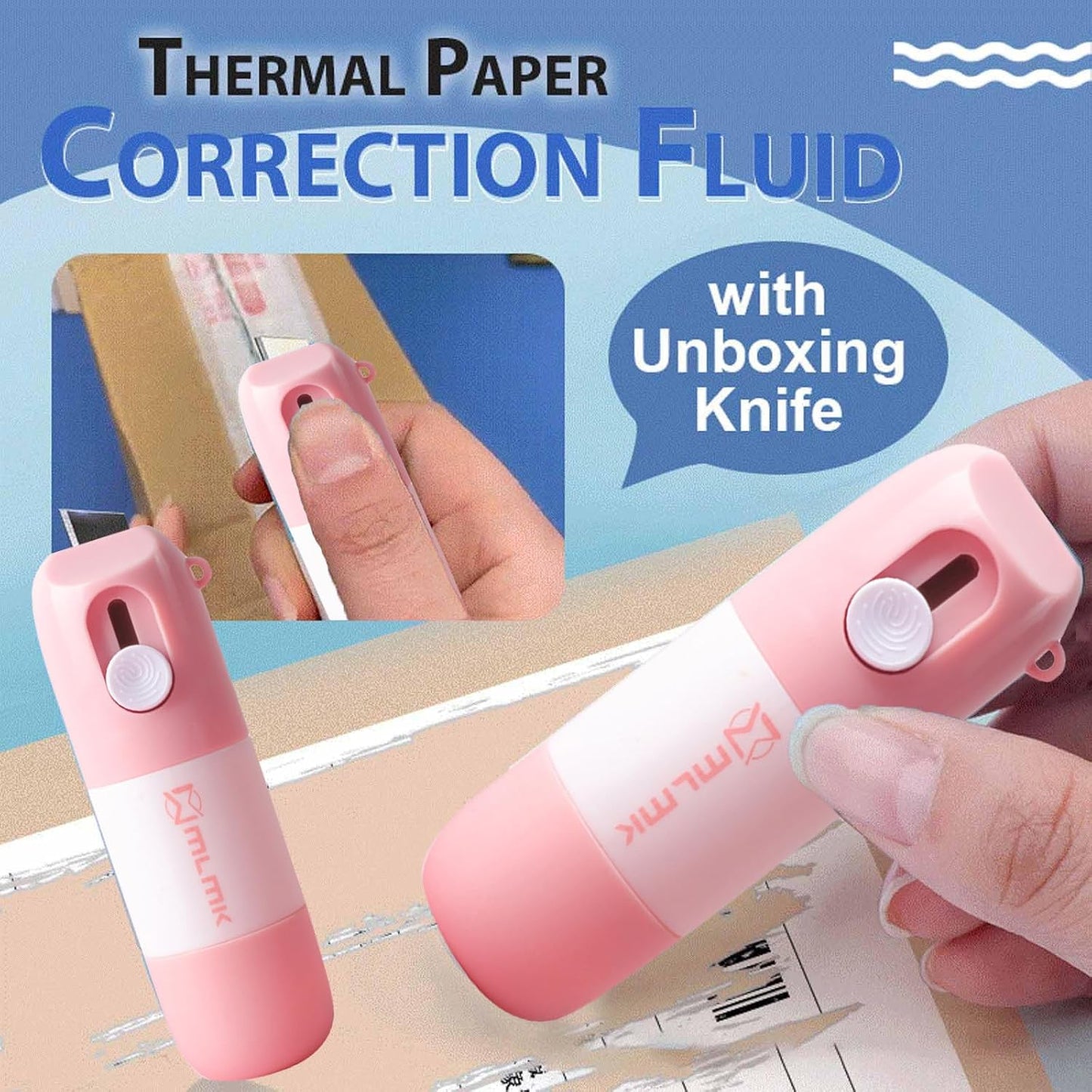 Generic Portable Thermal Paper Correction Fluid with Unboxing Knife Confidential Correction Device Address Important Information Protection for Home Office 10ml