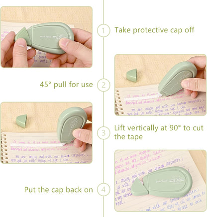5pcs White Correction Out Tape, 32.81 Feet Cute Correction Tape for Instant Corrections, Easy to Use Applicator for Office and School Supplies (Green)