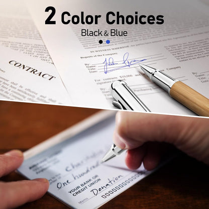 WEMATE Wood Rollerball Pen Set, Extra 2 Ink Refills(1 Black & 1 Blue), Fancy Writing Pen Nice Luxury Office Gift for Men, Professional and Executive, Cool Wooden Pen for Journaling - Red Padouk