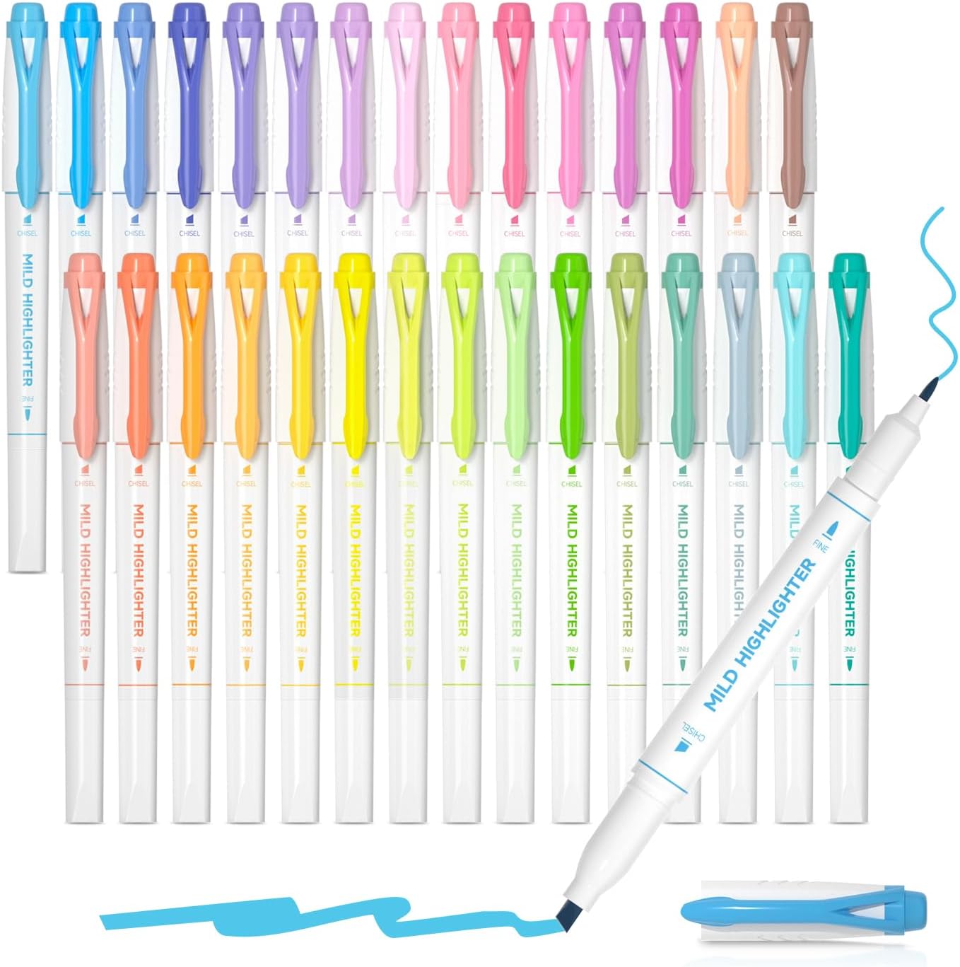 Shuttle Art Pastel Highlighters, 18 Colours Dual Tip Highlighters, Highlighter Markers Assorted Colours, Perfect for Colouring, Underlining, Highlighting, Journaling in School Office Home