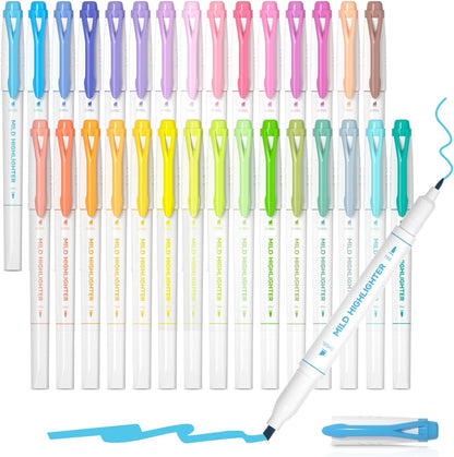 Shuttle Art Pastel Highlighters, 18 Colours Dual Tip Highlighters, Highlighter Markers Assorted Colours, Perfect for Colouring, Underlining, Highlighting, Journaling in School Office Home