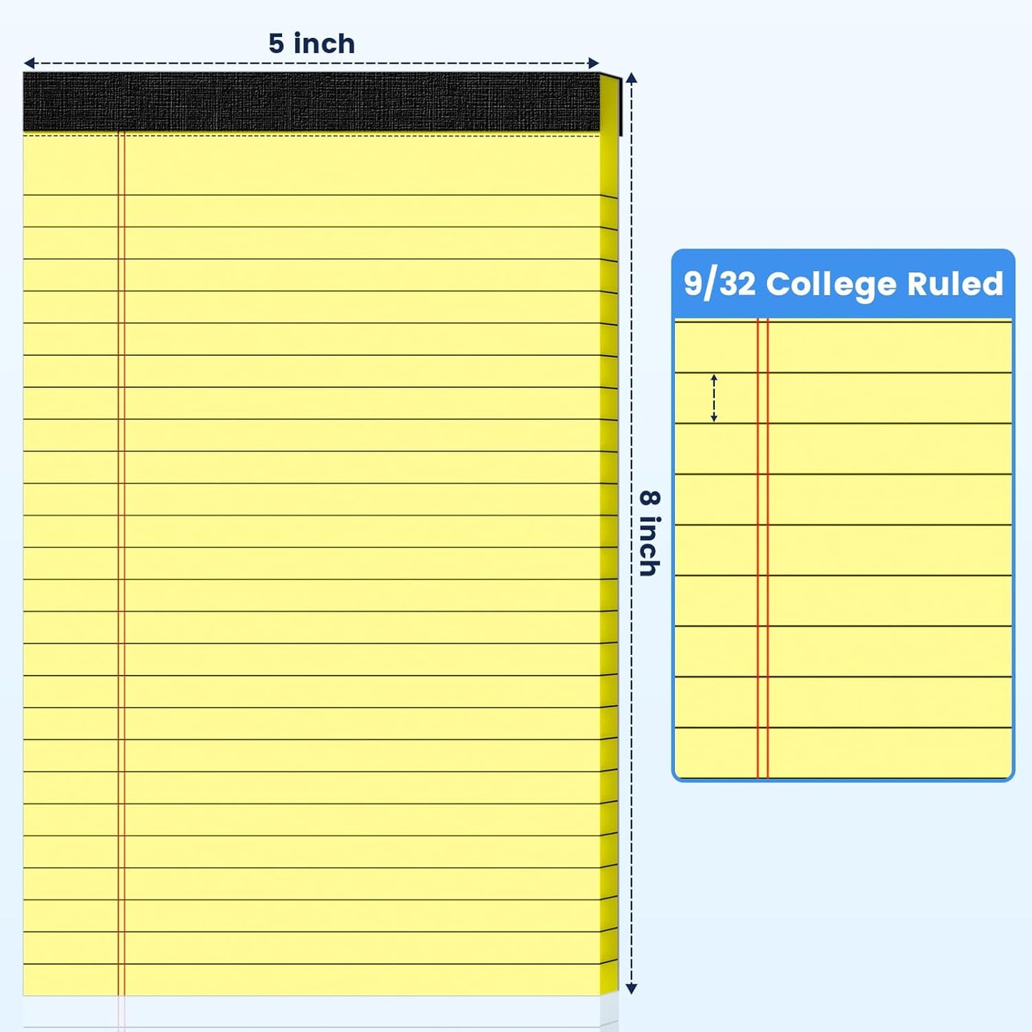 12pcs 5x8 Inch Yellow Note Pads Legal Pads, College Ruled Writing Legal Pads, 360 Sheets Total, Notepad for Students, Office & Home | Bulk Supply for Notes, Lists & Planning | Premium Quality Paper