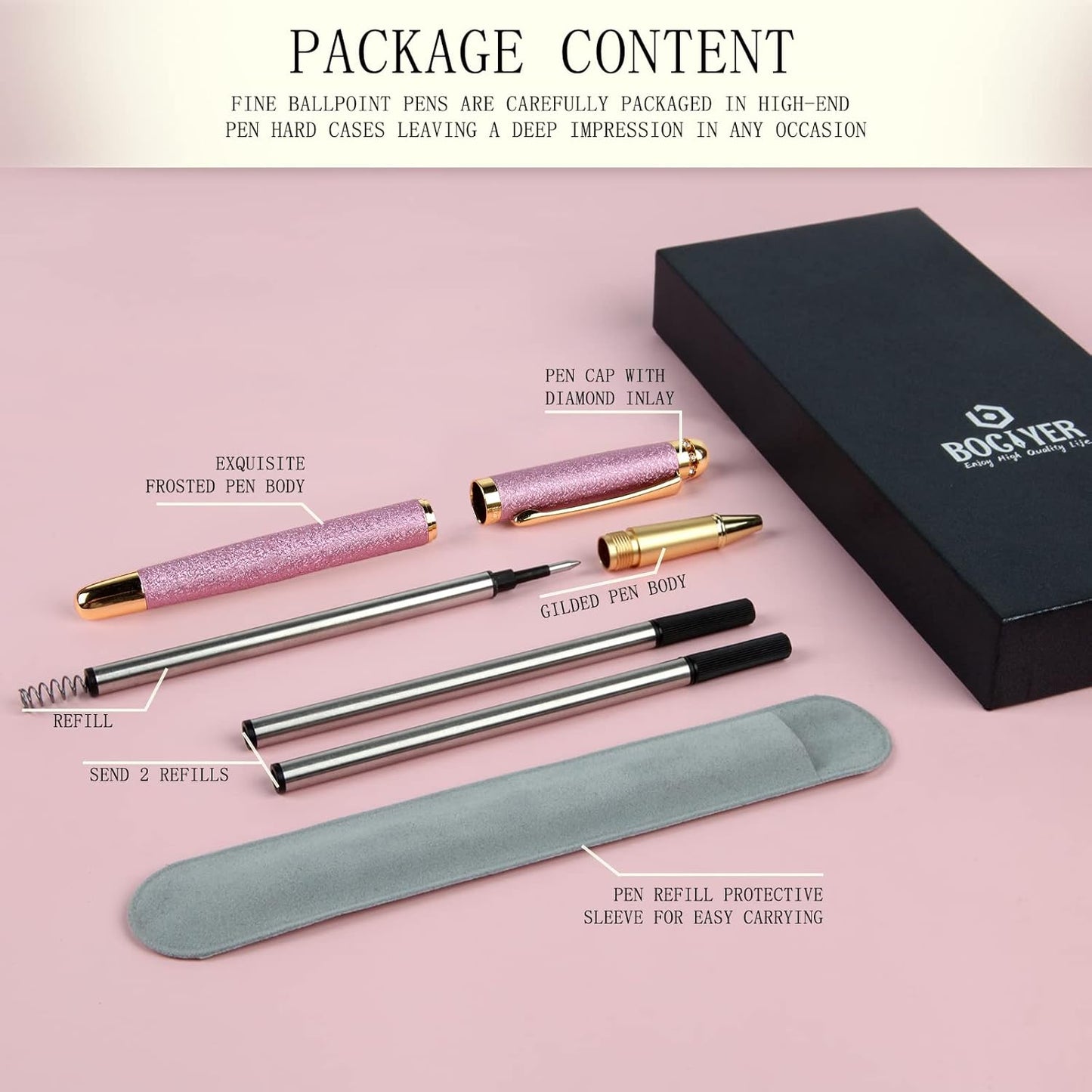 Rollerball Liquid Ink Pens,Best Luxury Ball Pen Gift Set for Women,Black Ink Fancy Pen Refillable for Executive Office,Professional,pretty pens,cool pens,Nice cute Designer Pens(Purple)