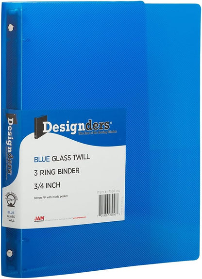 JAM PAPER Plastic 0.75 inch Binder - Clear 3 Ring Binder - Sold Individually