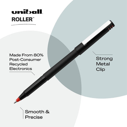 uniball Roller Rollerball Pens, Micro Point (0.5mm), Blue, 12 Pack