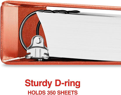 Staples Standard 2-Inch 3-Ring View Binder, Holds Up to 450 Sheets, Orange, Durable Binder for Office & School