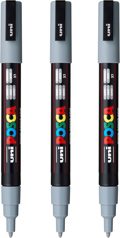 posca PC-3M Water-Based Paint Markers, Reversible Fine Tip (0.9-1.3mm), Pink, 3 Count