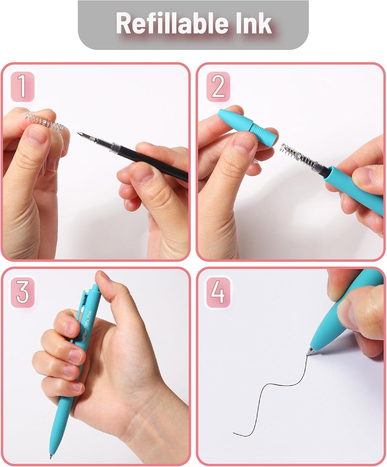 Mr. Pen- Retractable Gel Pens, 12 Pack, Colorful Ink, Fine Point 0.7mm, Fast Dry, Smooth Writing, Cute Pens for Drawing, Writing Planner and School Supplies