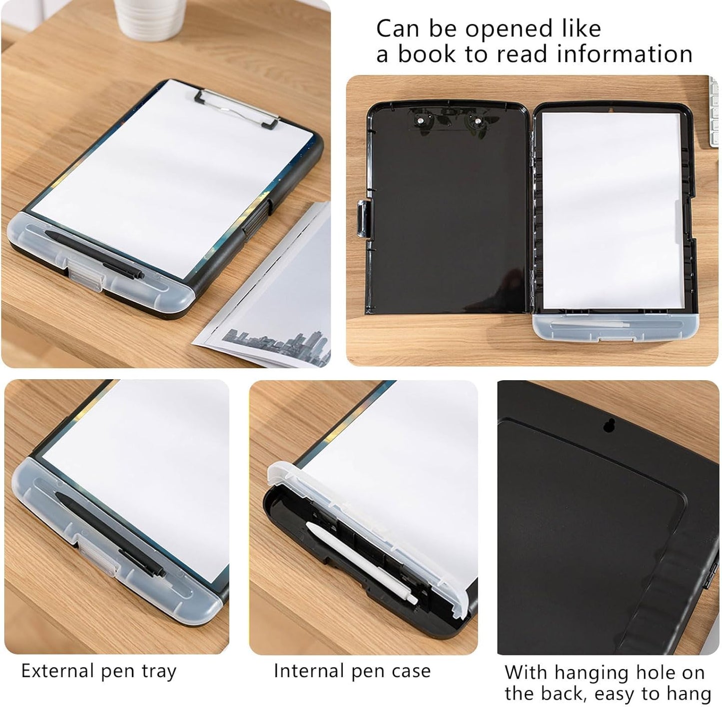 Clipboard with Storage, Heavy-Duty Side-Opening Folder with Pen Holder, Durable Plastic Nursing Clipboard for Nurses, Teachers, and Sales, Cow Prints 02