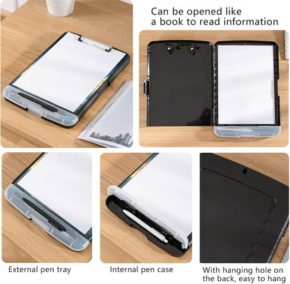 Clipboard with Storage, Heavy-Duty Side-Opening Folder with Pen Holder, Durable Plastic Nursing Clipboard for Nurses, Teachers, and Sales, Cow Prints 02