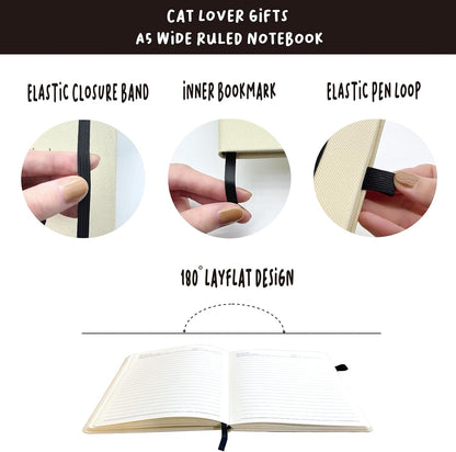 Cat Lover Gifts Women, Black Cat Journal 200 Pages Engraved Notebook A5 Lined with Pen, Black Cat Gift, Cat Humor Themed Gifts for Cat People, Crazy Cat Lady, Cat Owner, Cat Mom Birthday Christmas