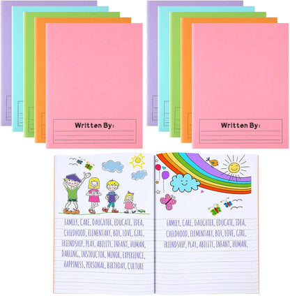 Henoyso 12 Pcs Primary Composition Notebook K-2 Primary Journal, Notebook for Kids Supplies, Bulk Blank Writing Book for Kid to Write Draw Journal 60 Page (9.8″ X 7.5″,Light Color)
