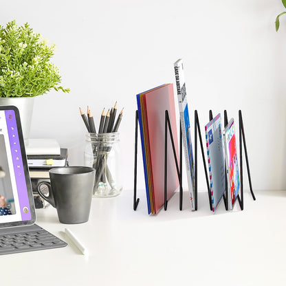 TOPCJ 2 Sets Triangle File Folder Rack,7 Sections File Holder,File Storage Sorter/Stand,Desktop File Organizer,Wire Organizer Rack,Magazine/Paper Folder Holder,Letter/Legal, Anti-Scratch/Rusty