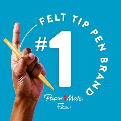 Paper Mate Flair Felt Tip Pens, Medium Point (0.7mm), 12 Count - For Arts & Crafts, Note-Taking, Journaling, School Supplies for Teachers & Students