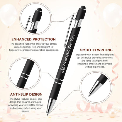 Father's Day Pen Set Gift Box - 12 Pack Black Ink Ballpoint Pens with Inspirational Quotes Fun Novelty Pens Perfect Birthday Retirement Gift for Dad Papa Father