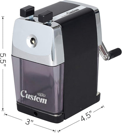 CARL Pencil Sharpener, CC-2000, Black, 5-Point Selector. Manual, Quiet for Office and Home Desks, School Classroom, CUI19018