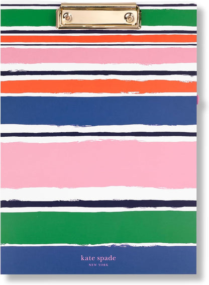 Kate Spade New York Clipboard Folio with Low Profile Clip, Black Professional Padfolio Includes Lined Notepad, Pen Loop, and Pocket, Polka Dots