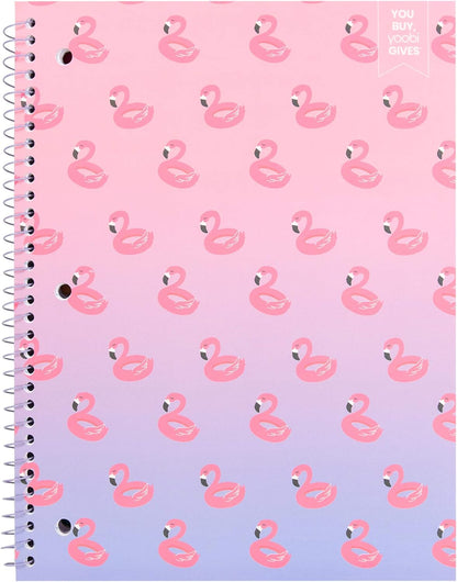 Yoobi College Ruled 8 x 10.5” Spiral Notebook Set – 3-Pack of 1 Subject Notebooks, Pink, Purple & Black Celestial Patterns – 150 Perforated 3-Hole Punched Sheets