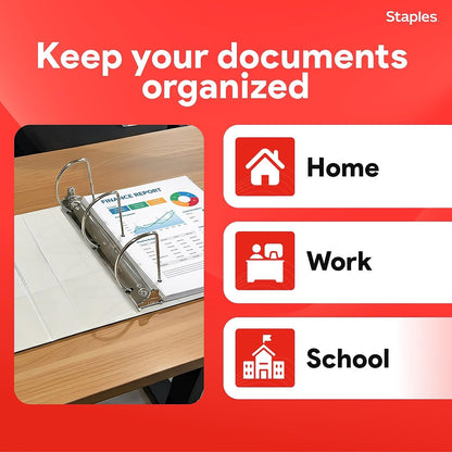 Staples Standard 2-Inch 3-Ring View Binder, Holds Up to 450 Sheets, Orange, Durable Binder for Office & School