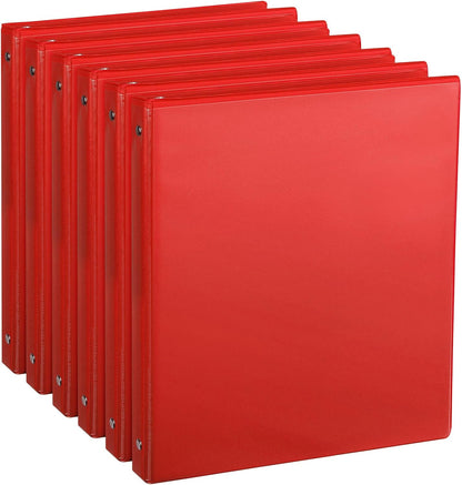 CIXILDTS 1-Inch Round Ring Binders, Standard 3 Ring Binder Fit Letter Size Paper, Presentation View Binders, 6 Packs, Assorted