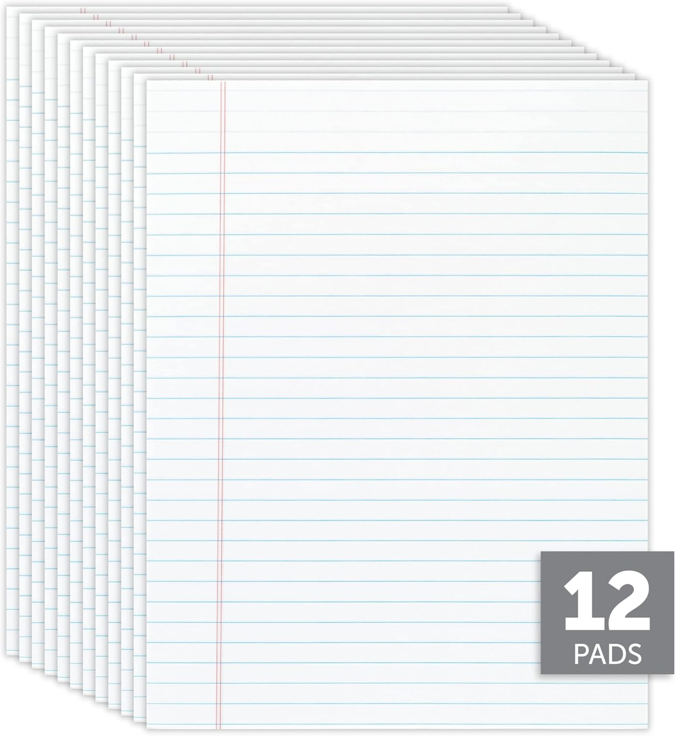 Office Depot Glue-Top Writing Pads, 8 1/2in. x 11in., Legal Ruled, 50 Sheets, White, Pack Of 12 Pads, 99409