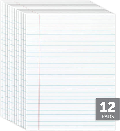 Office Depot Glue-Top Writing Pads, 8 1/2in. x 11in., Legal Ruled, 50 Sheets, White, Pack Of 12 Pads, 99409