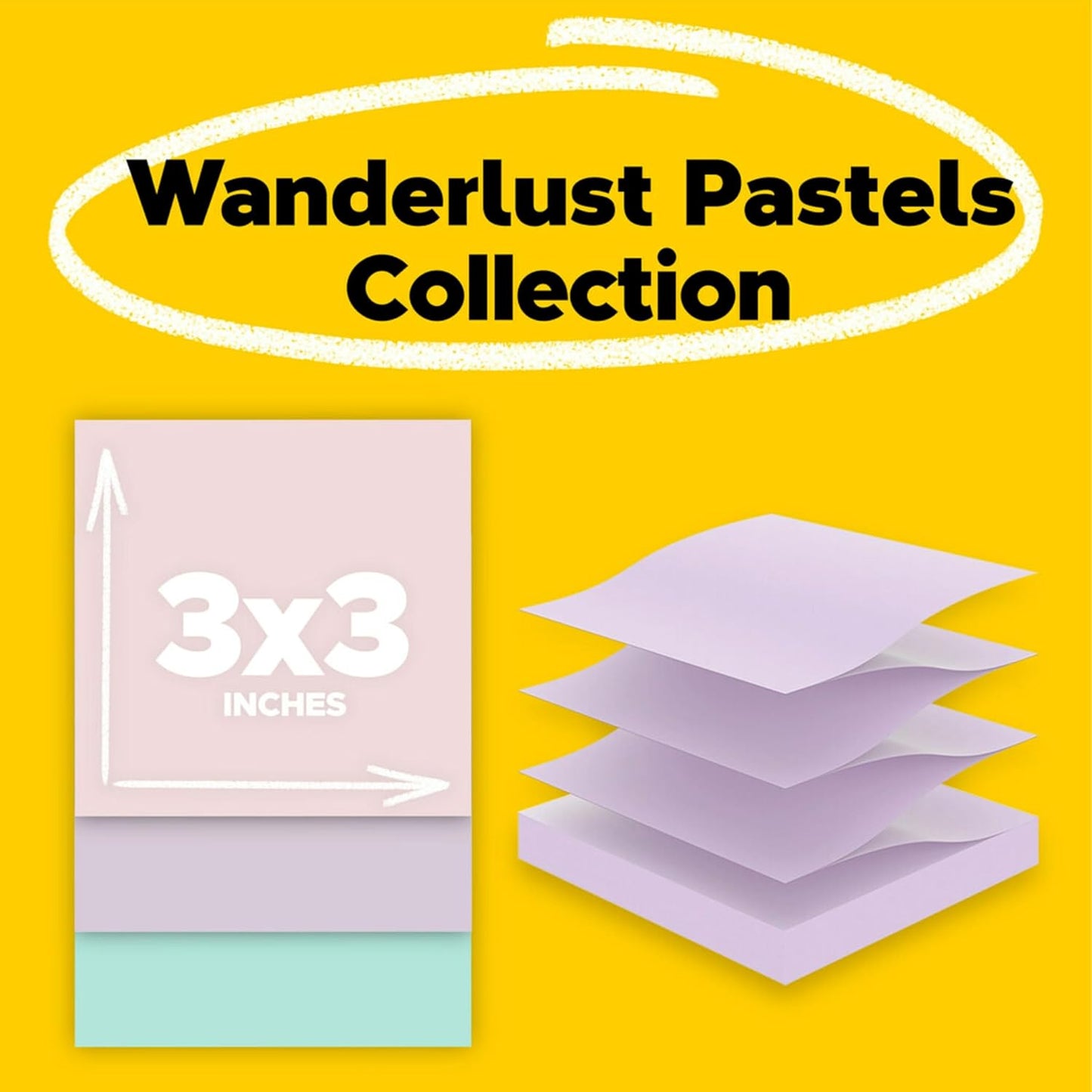 Post-it Super Sticky 100% Recycled Pop-up Notes, 3 in. x 3 in., 12-Pack, (70 Sheets, 6 Pads/per Pack) Wanderlust Collection, School Supplies and Office Products, 72 Pads Total Count