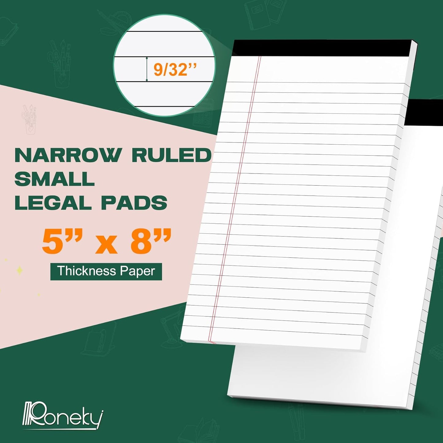 Legal Pads 4x6 Inch College Ruled Small Notepads Writing Note Pads for Work Study Taking Notes To do List, 30 Sheet/Pad Tear-Off Lined Paper Pads Memo & Scratch Pads for Office Home Car School, 8 Pack