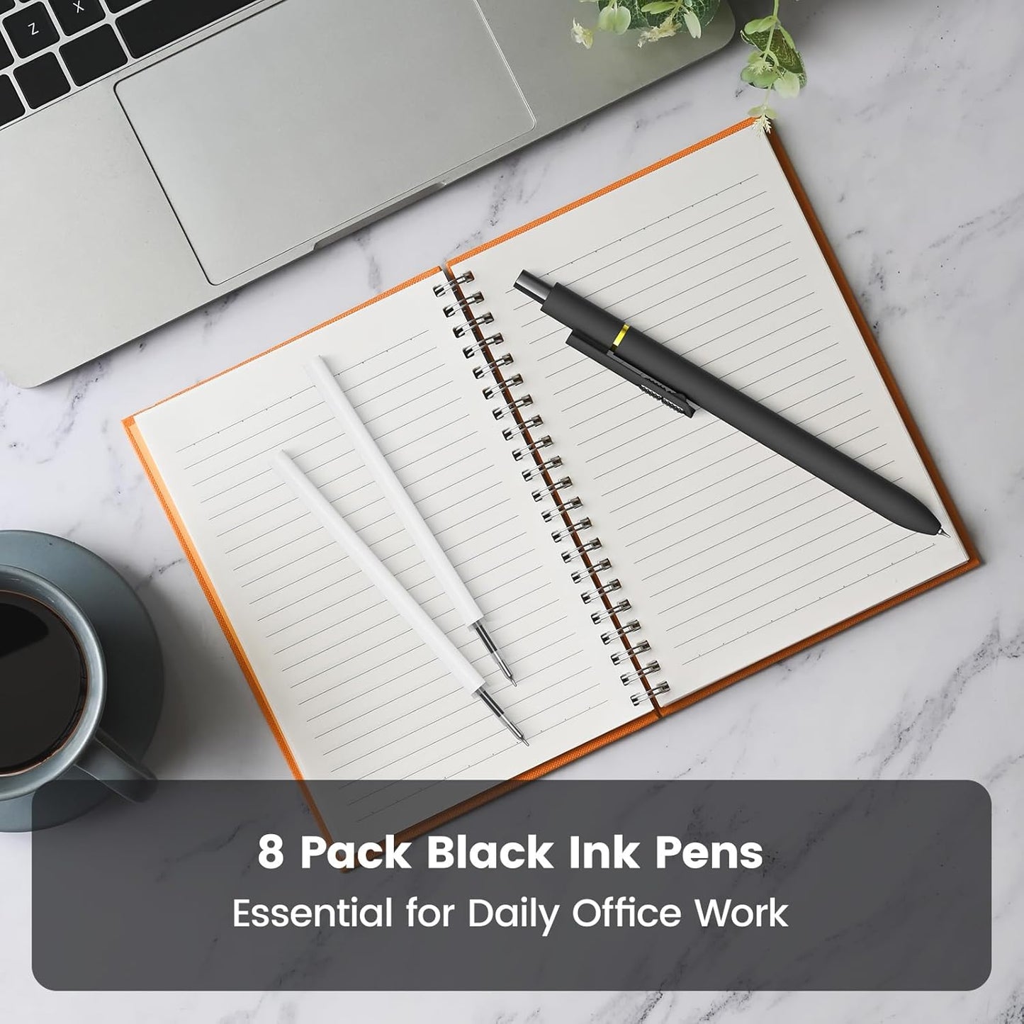 8Pcs Black Gel Pens - 0.7mm Medium Point Black Ink Pens | Smooth Writing - Quick Drying Retractable Pen for Men Women (Morandi - 8Pcs)