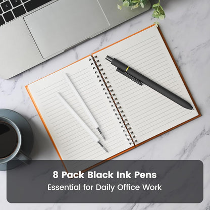 8Pcs Black Gel Pens - 0.7mm Medium Point Black Ink Pens | Smooth Writing - Quick Drying Retractable Pen for Men Women (Morandi - 8Pcs)