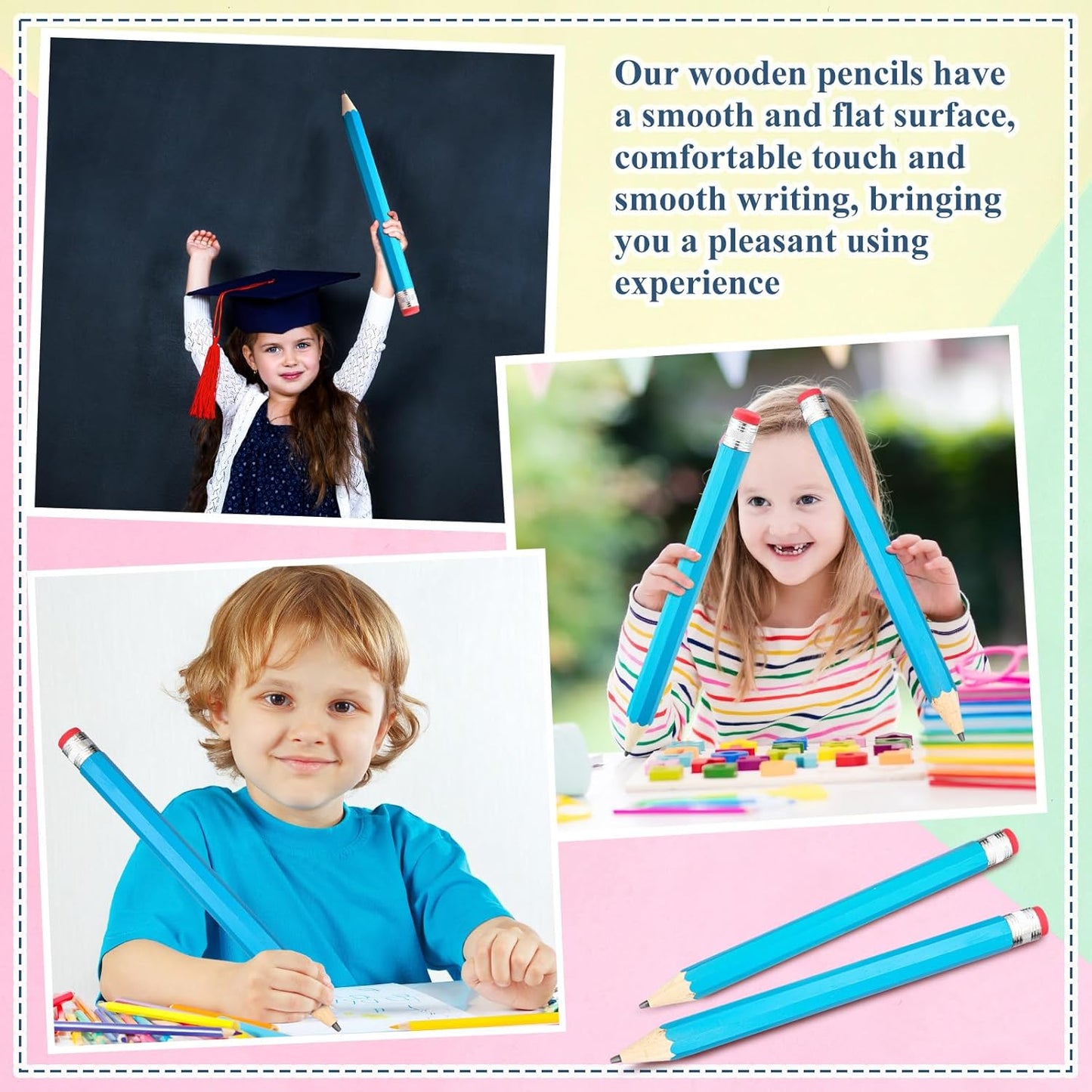 Back to School Gifts for Students 2 Pcs 16 Inch Giant Pencils Wooden Jumbo Pencils Prop Decor Funny with Cap Eraser Large Fun Novelty Gifts for Kids School Kindergarten Home Office(Orange)
