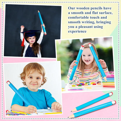 Back to School Gifts for Students 2 Pcs 16 Inch Giant Pencils Wooden Jumbo Pencils Prop Decor Funny with Cap Eraser Large Fun Novelty Gifts for Kids School Kindergarten Home Office(Orange)