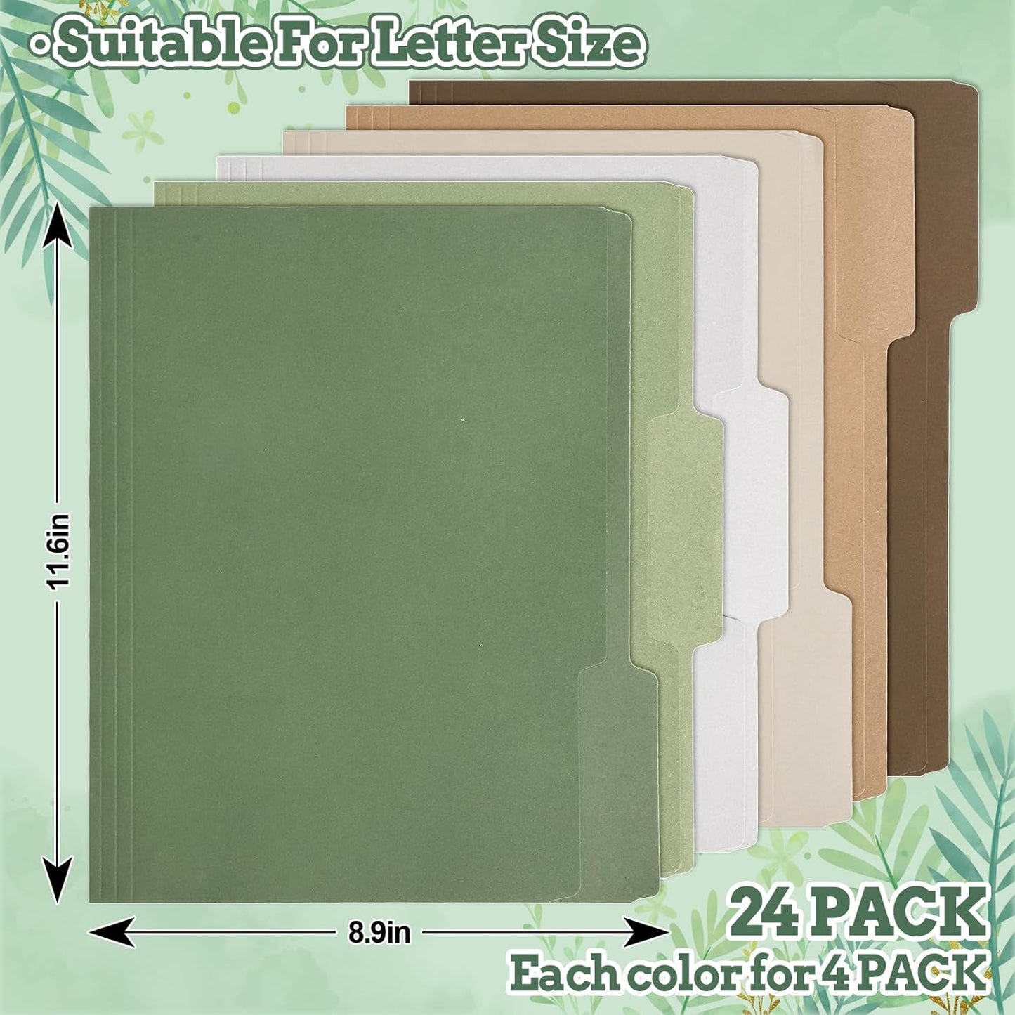 Whaline 24 Pack Dusty Blue File Folders Letter Size 6 Colors Gradient Blue File Pockets with 1/3 Cut Tab for Home Office Classroom Supplies, 8.9 x 11.6 Inch