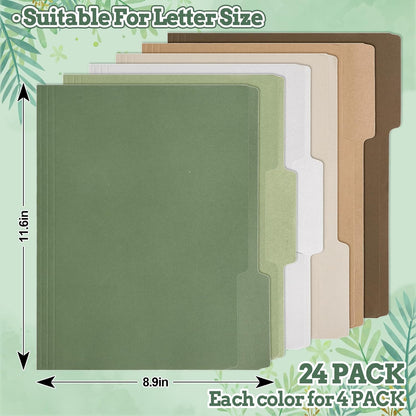 Whaline 24 Pack Dusty Blue File Folders Letter Size 6 Colors Gradient Blue File Pockets with 1/3 Cut Tab for Home Office Classroom Supplies, 8.9 x 11.6 Inch