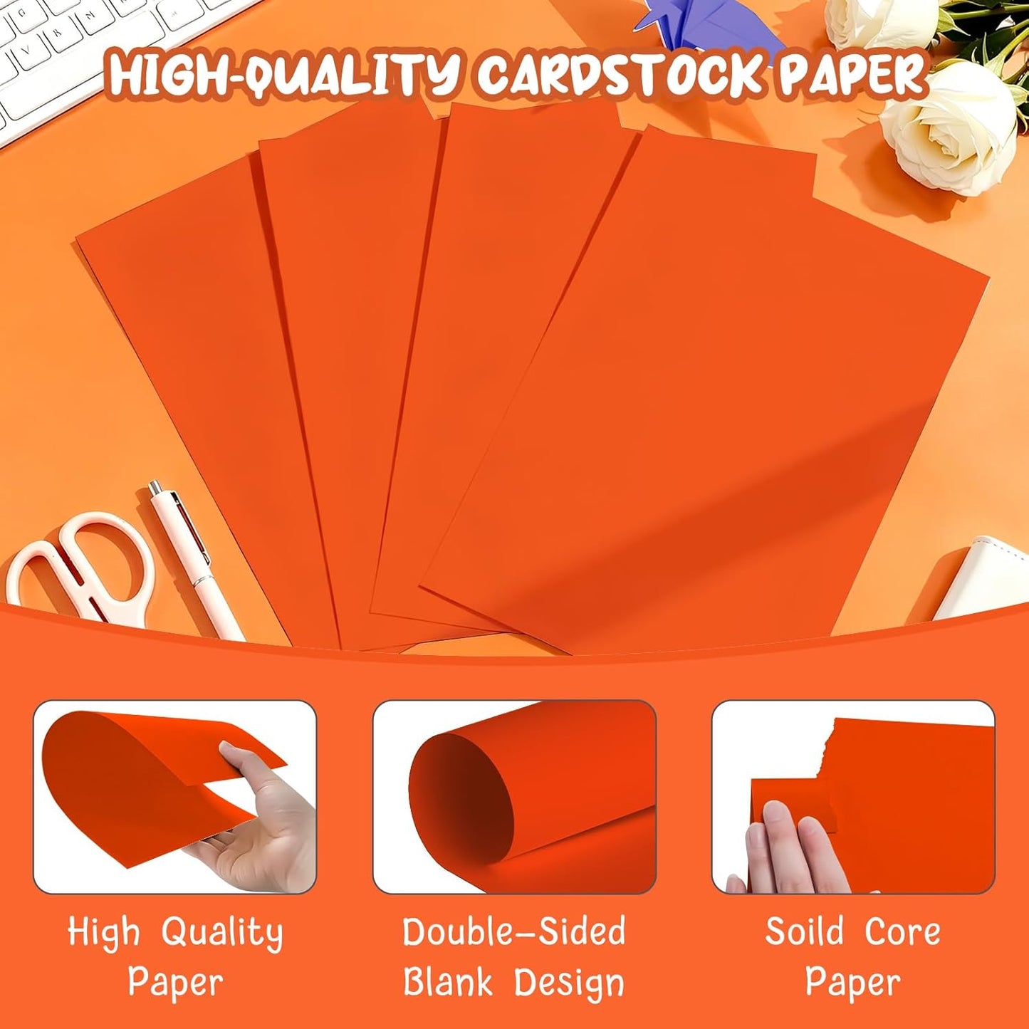 40 Sheets Cream Cardstock Paper 8.5 x 11, Ivory Cardstock Printer Paper 8.5x11, Off White Card Stock Paper 8.5 x 11, 200 GSM Construction Paper for DIY Cards, Greeting Cards, Wedding Invitations