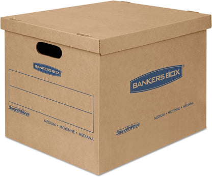 Bankers Box Small Classic Moving Box, 10-Pack, Reinforced Handles, Tape-Free Assembly, 15 x 12 x 10 Inches (7714901)