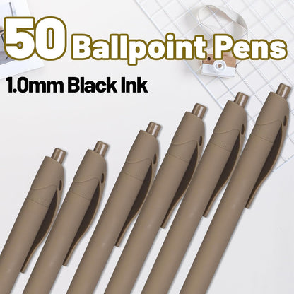 BallPoint Pens, 50 Pack (BLACK Ink),Bulk Pens, Black Barrel,Click Pens for Office Home and School, Retractable Ballpoint Pens, Medium Point, 1.00MM (Black)