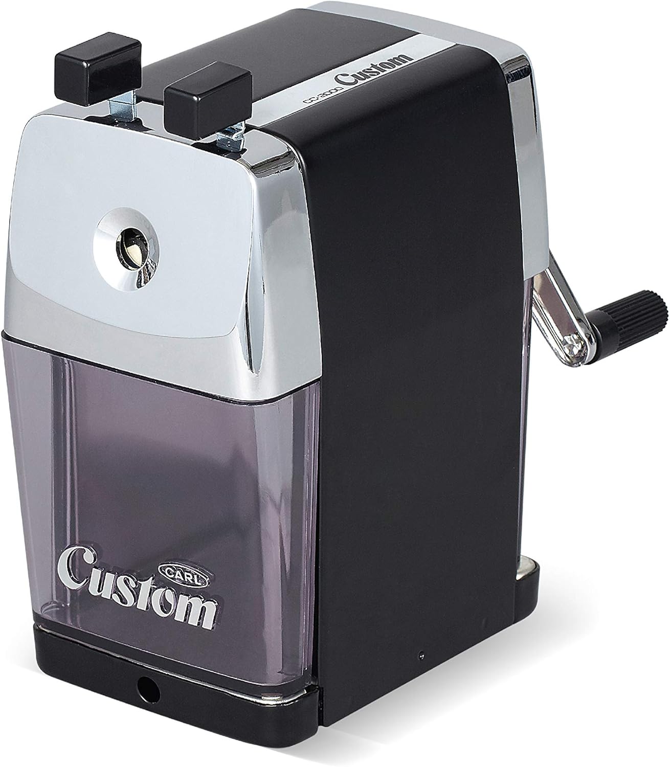 CARL Pencil Sharpener, CC-2000, Black, 5-Point Selector. Manual, Quiet for Office and Home Desks, School Classroom, CUI19018