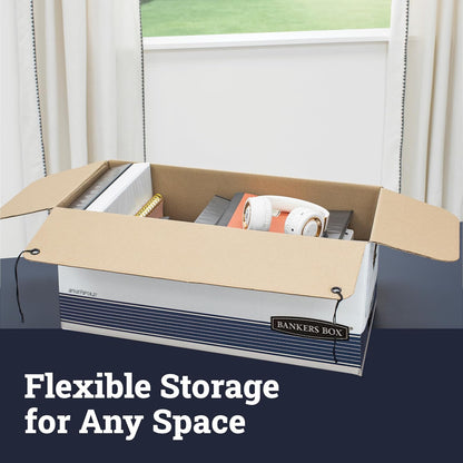 Bankers Box 12-Pack Medium-Duty String & Button File Storage Box, FastFold Assembly, Legal, STOR/FILE, (00705)