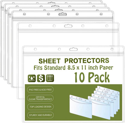 Bird Fiy Sheet Protectors 10 Pack 8.5" x 11" Waterproof Resealable Zip Wall Sign Holder Page Protectors Clear Photo Plastic Sleeves for Documents, Photos, and Wall Sign Display