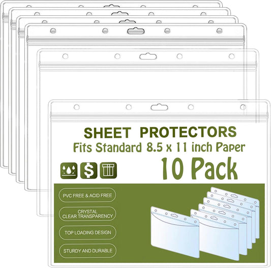Bird Fiy Sheet Protectors 10 Pack 8.5" x 11" Waterproof Resealable Zip Wall Sign Holder Page Protectors Clear Photo Plastic Sleeves for Documents, Photos, and Wall Sign Display