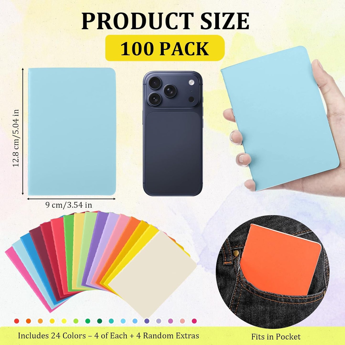 Handepo 100 Pack A5 Composition Notebooks 72 Pages/36 Sheets Ruled Lined Composition Kraft Notebooks Bulk Soft Cover Journals Travel Memo for Students Classroom Office Supplies(a5, Colourful)