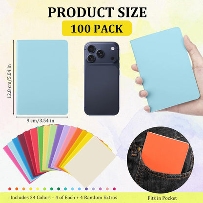 Handepo 100 Pack A5 Composition Notebooks 72 Pages/36 Sheets Ruled Lined Composition Kraft Notebooks Bulk Soft Cover Journals Travel Memo for Students Classroom Office Supplies(a5, Colourful)