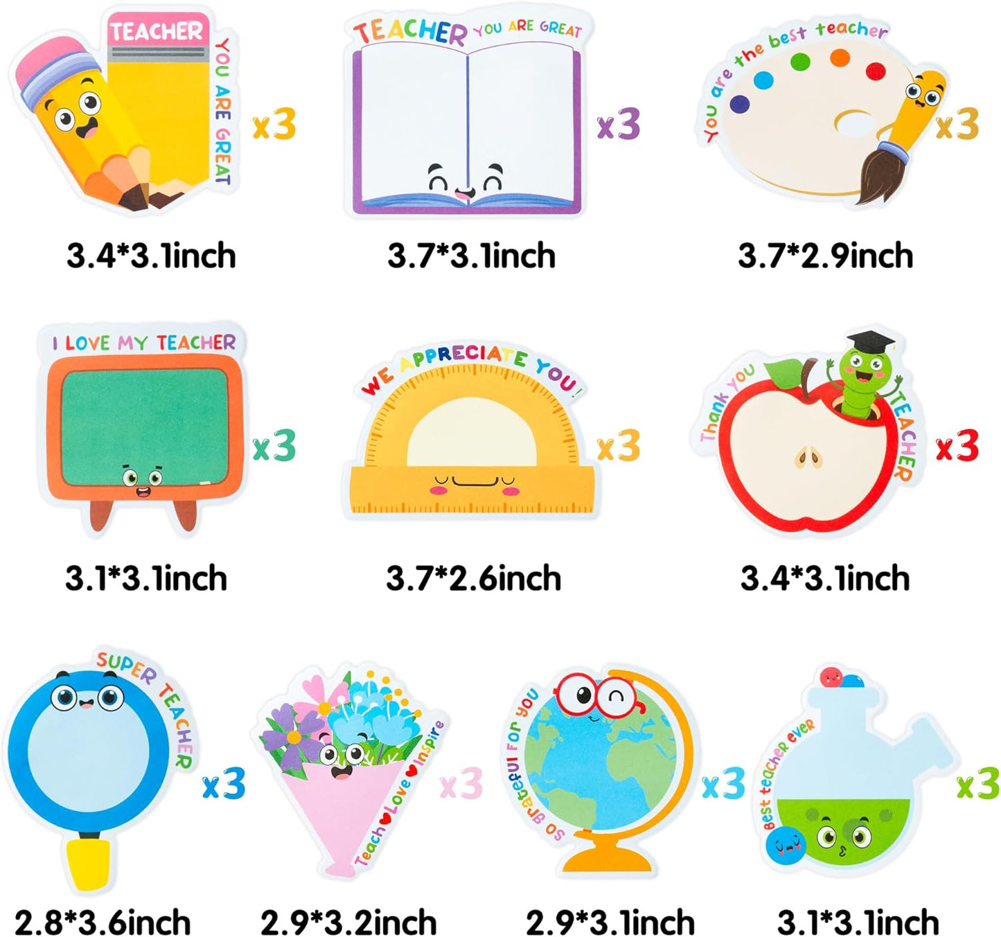 Xqumoi 30 Pack Teacher Sticky Notes - Funny Coffee Cup Self Sticky Notepads Writing Memo Pads for Teacher Appreciation Back to School Office Supplies Coffee Lover Gift Party Favors Goodies Bag Fillers