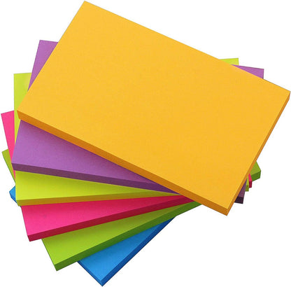 Sticky Notes 8x6, 6 Color Bright Colorful Sticky Pad, 6 Pads/Pack, 45 Sheets/Pad, Self-Sticky Note Pads