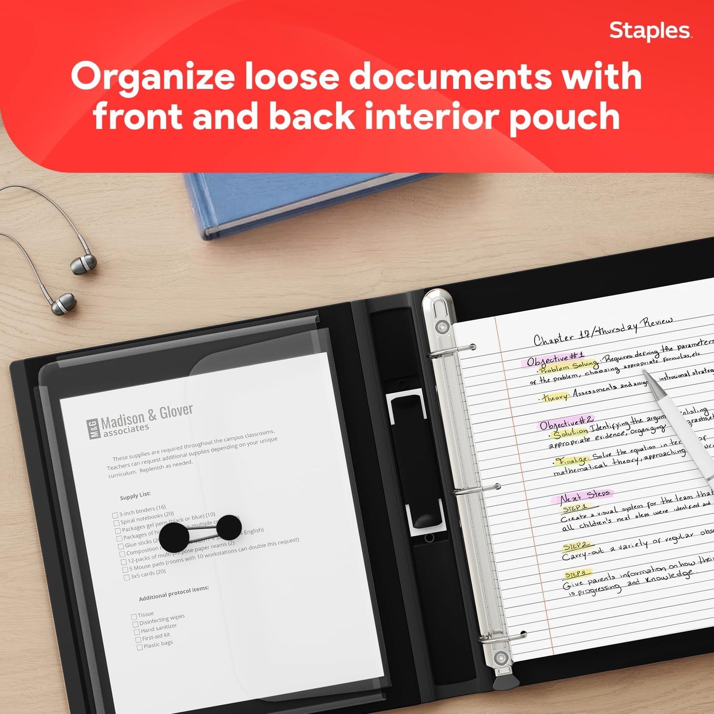 Staples Better Binder 2-Inch D-Ring View Binder, Reinforced Spine, Holds Up to 540 Sheets, Teal, for Office & School