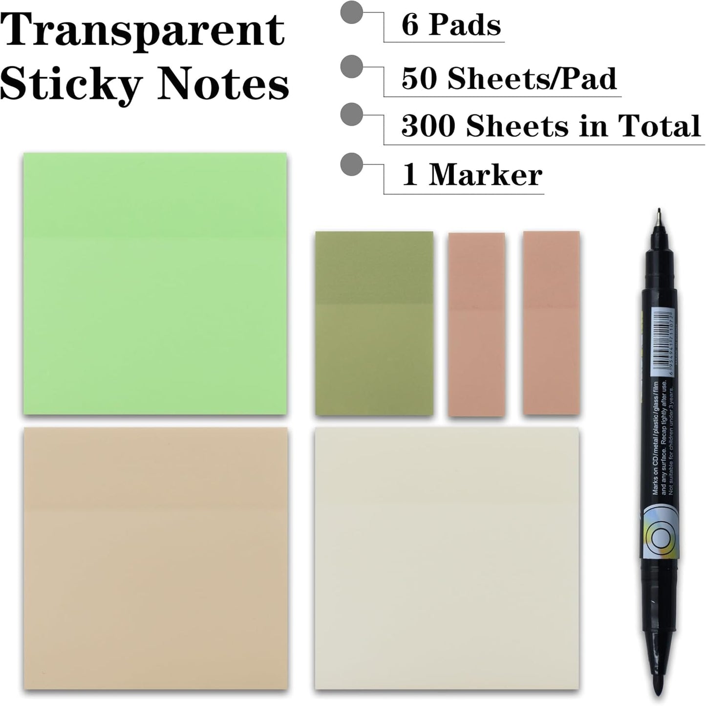 YOUDEFUL 1600pcs Translucent Sticky Note Tabs, Morandi Page Markers for Annotating Books,Repositionable Book Flags Tabs Strip with Binders, Clear Sticky Notes,Page Tabs,Index Tabs