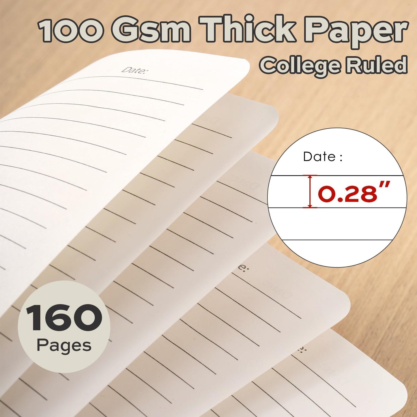deli Rose Red Lined Spiral Journal Notebook, 160 Pages, A5 (5.5"x8") Hardcover Writing Notebook, College Ruled Spiral Bound Journal for Women & Men - Perfect for Work, School, Office & Note Taking