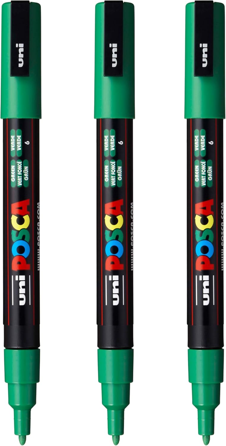 posca PC-3M Water-Based Paint Markers, Reversible Fine Tip (0.9-1.3mm), Pink, 3 Count