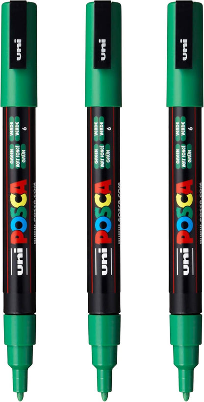 posca PC-3M Water-Based Paint Markers, Reversible Fine Tip (0.9-1.3mm), Pink, 3 Count